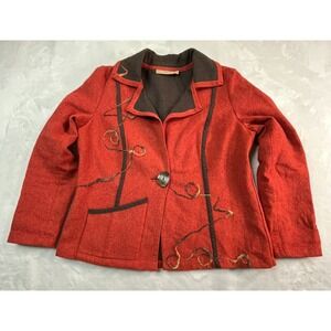 VTG CANVASBACKS Womens 12 Blazer Rust Orange Brown Wool Blend  Artsy